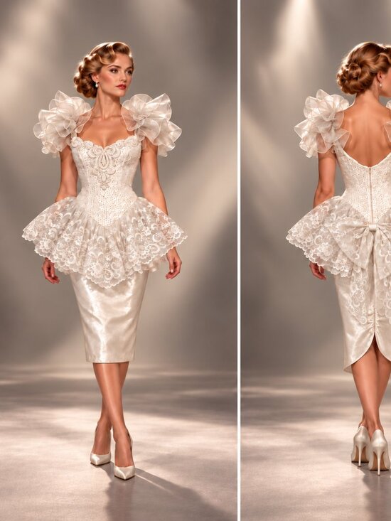 Loralie Dresses & Skirts - VTG 80s LORALIE Lace Sequins Midi Wedding/Prom Dress Princess‎ Fairy Coquette M